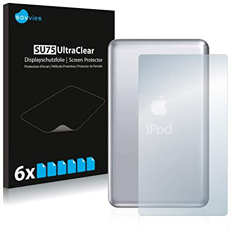 Savvies 6 Stück Schutzfolie für Apple iPod classic 120 GB (Rückseite, 7. Gen.) Displayschutz-Folie Ultra-Transparent