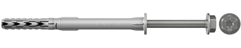 fischer Langschaftdübel SXR 10 x 100 FUS R, Dübel mit Sechskantschraube & angeformter Unterlegscheibe aus nicht rostendem Stahl, optimaler Halt bei Befestigungen von Metallkonstruktionen, 50 Stück