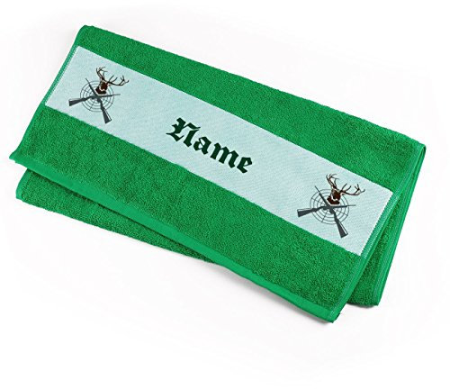 Herz & Heim® Handtuch 50 x 100 cm für Jäger mit Namensaufdruck