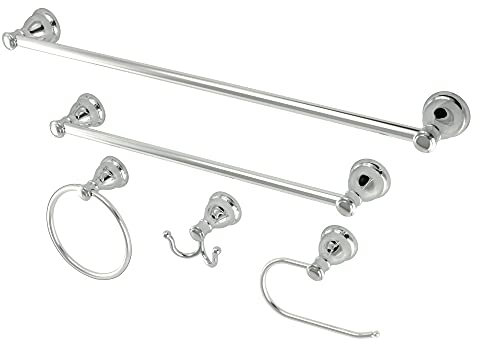 Kingston Brass Mesa Verde Towel-Bar/Towel-Ring/Toilet Paper Holder/Robe Hook, 18/24, Polished Chrome