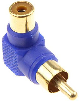 Droit Angle RCA Cinch Adaptateur Bleu l'audio Fiche vers Femelle Plaqués Or Plaqué