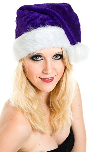 Ciffre Weihnachtsmütze Nikolausmütze Mütze Weihnachten Nikolausmütze Santa Christmas Nikolaus Lila Super Weich Plüsch