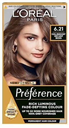 L'Oreal Paris Preference Hair Dye, Long Lasting, Luminous Permanent Hair Colour, 6.21, Zurich (Packaging may vary)