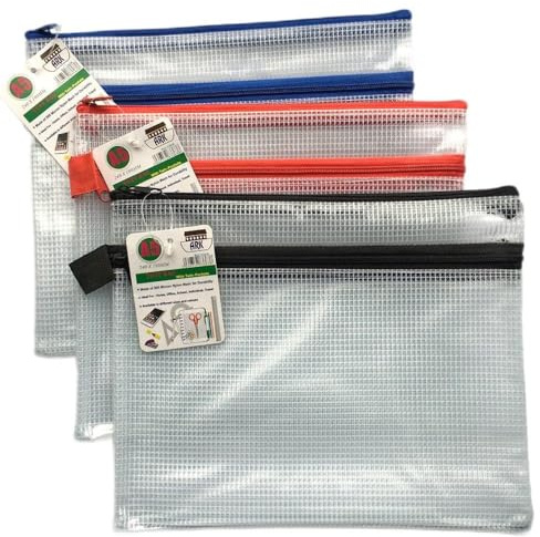 12 X A5 Twin Pocket Tuff Bag School Waterproof Storage Strong Pencil Pen Case Zip Wallet (240x 190mm) by ARK