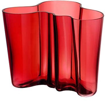 Iittala Alvar Aalto Savoy Glasvase 160mm Cranberry Rot Moosbeere Handarbeit