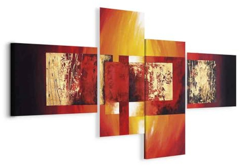 B&D XXL - Grand Tableau Décoration Murale Chambre, Abstrait, 200x90 cm | Clous Inclus, Impression sur Toile, Tableaux, Posters et Arts Décoratifs, Cadre en Bois, Maison Bureau Cuisine
