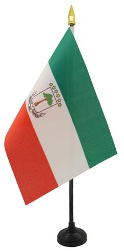 AZ FLAG - Mini Drapeau Guinée équatoriale De Table - 15x10 cm - Drapeau Équato-Guinéen De Bureau 100% Polyester Avec Hampe Pointe Dorée 25cm