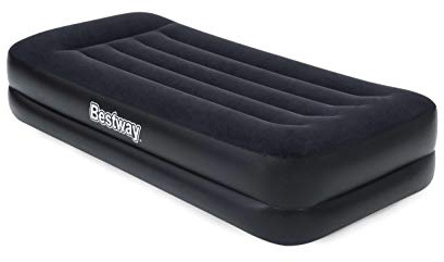 Bestway Tritech Einzel-Luftmatratze mit eingebauter AC-Pumpe, schnell aufblasbares Luftmatratze mit beflockter Oberfläche und Reisetasche, Schwarz, 191 cm x 97 cm x 46 cm