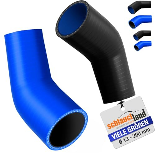 Reduzierbogen Silikon-Bogen 45° Grad ID-Ø 90-60mm schwarz 200°C | AUSWAHL | Silikon-Schlauch Reduzierung Reduzierstück Ladeluft-Schlauch Kühlmittel Heiss-Wasser Adapter flexibel Rohr clean ohne Logo