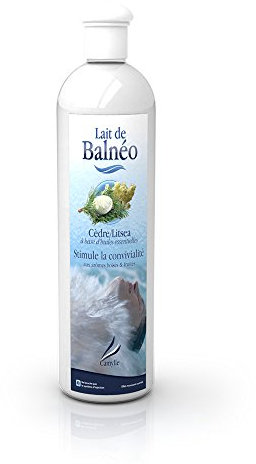Camylle - Lait de Balnéo Cèdre Litsea - Emulsion d'Huiles Essentielles pour Baignoire Balnéo, Bain à Bulles, Bain de pieds Thalasso - Stimule la convivialité aux arômes boisés et fruités - 500ml