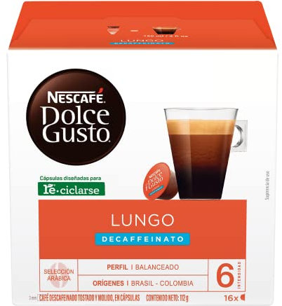 Nescafé Dolce Gusto Lungo Decaffeinato Café Décaféiné, 16 Capsules, 112g