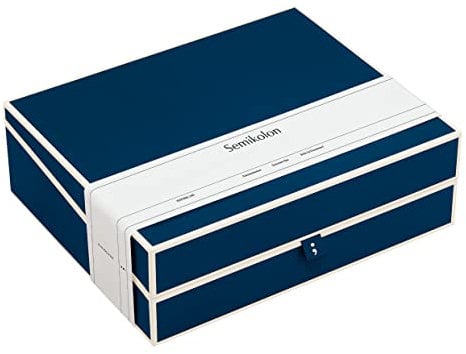 Semikolon 352571 Dokumentenbox - Aufbewahrungs-Box für Dokumente A4-31,5 x 26 x 10 cm - marine blau