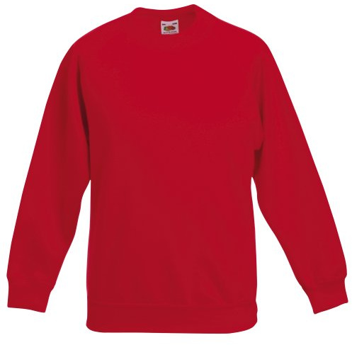 Fruit of the Loom Unisex Kids Raglan Classic Sweater, Red, 7-8 Years (Manufacturer Size:30)