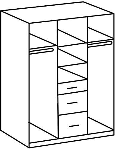 Wimex Kleiderschrank/ Drehtürenschrank Click, 3 Türen, 2 große, 1 kleine Schubladen, (B/H/T) 135 x 199 x 58 cm, Weiß/ Absetzung Anthrazit