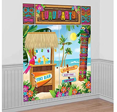 amscan Tiki Scene Setter Wall Decorating Kit-5 Pcs, 670333