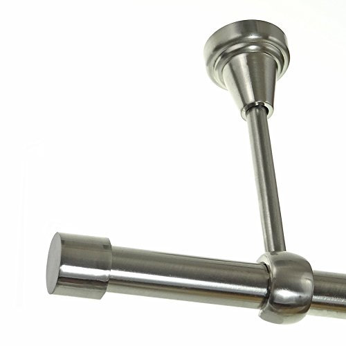 BASIT Gardinenstange Deckenmontage 1 läufig 320 cm lang Edelstahl Look Set Metall 1-läufige Vorhangstange Deckenmontage Ø19mm I 120-600cm wählbar D18
