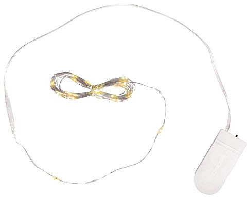 Rayher 69137000 Micro LED-Lichterkette mit Draht, warmweißes Licht, 220 cm, 20 LED-Lämpchen, für den Innenbereich, flexibel, biegsam, batteriebetrieben, 69137000