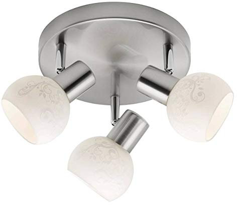 BRILLIANT Lampe Bona Spotrondell 3flg eisen/weiß | 3x D45, E14, geeignet für Tropfenlampen (nicht enthalten) | Köpfe schwenkbar