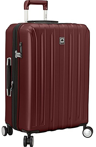 DELSEY Paris Titanium Hardside Expandable Luggage with Spinner Wheels, Black Cherry Red, Checked-Medium 25 Inch, Titanium Hardside Expandable Luggage with Spinner Wheels