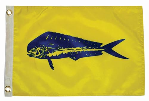 Taylor Made Fishermans Catch, Dolphin Flag - (12 x 18) — Show Off Your Love of Dolphins with this Dolphin Flag — Nylon Construction - Brass Grommets - Water Repellent —2020109169