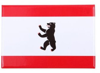 Deko-Magnet Kühlschrankmagnet Berliner Flagge mit Wappen, Souvenir, ca. 8 x 5,4 cm