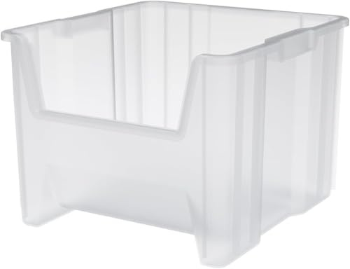 Akro-Mils 13018 Stak-N-Store Heavy Duty Stackable Open Front Plastic Storage Container Bin, (17-1/2-Inch x 16-1/2-Inch x 12-1/2-Inch), Clear, (2-Pack) | Heavy Duty Garage Storage Containers, Open Front Plastic Organizer for Tools, Shelves, Closet Organizer, 2-Pack (13018)