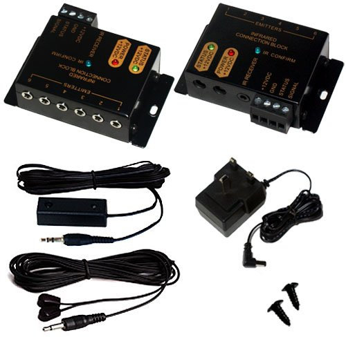 Loops IR Infrared Hub Repeater System 12V - 1 Receiver 2 Emitter - Remote Control Extender - Magic Eye - Sky/DVD