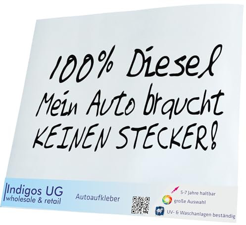 INDIGOS UG Auto Aufkleber Auto - 210x100 mm - 100% Diesel - schwarz - Selbstklebender Sticker für Auto, Fenster, Bus oder LKW