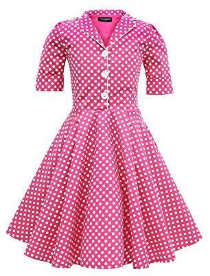 BlackButterfly Enfants Robe Années 50 Vintage à Pois 'Sabrina' (Rose, 5-6 Ans)