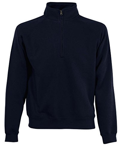 Fruit of the loom Herren Zip Neck Sweat Sweatshirt, Blau (Deep Navy 202), Large