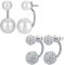 Kim Johanson Damen Doppel Ohrringe Set Fusion aus 925 Sterling Silber mit Perlen & Shamballa Kugeln inkl. Schmuckbeutel