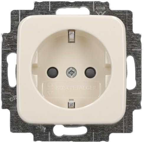 Busch-Jaeger 20 EUCKS-212 SCHUKO Steckdosen-Einsatz mit erh. Berührungsschutz (Duroplast) Cremeweiß Busch-Duro 2000 SI 2CKA002013A4375
