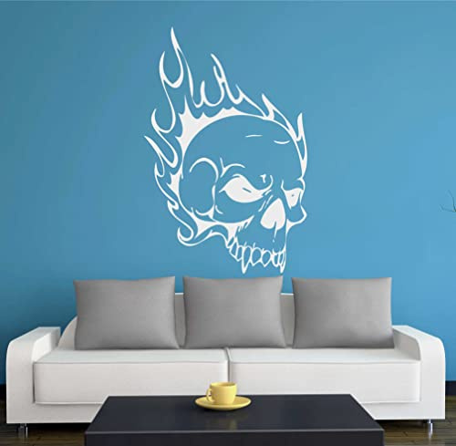 Indigos UG - Wandtattoo Wohnzimmer - Wandaufkleber Totenkopf Skull Schädel Bone 96x63cm, silber w355 - Aufkleber Kinderzimmer Schlafzimmer Küche Badezimmer Büro Dekoration