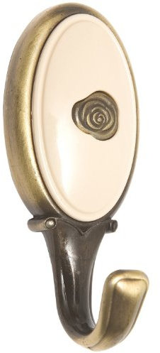 SIRO Kleiderhaken Blankenburg, Klassisch, Vintage, Landhaus, Druckguss - Kunststoff altsilberfarbig weiß, 77 mm x 29 mm x 34 mm, LA 24 mm, 1981/ZN29A4