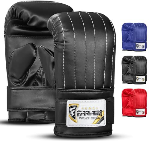 Farabi Sports Boxsack-Training Boxhandschuhe MMA Handschuhe Boxsack (Black, XL)