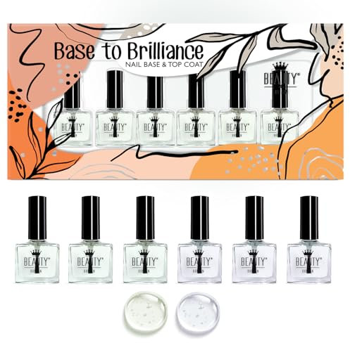 24 х Base Coat & Top Coat Nail Polish Wholesale Beauty4Britain, 2 in 1 Clear Nail Varnish, 24 х 10 ml, Smoothens, Fixates, Protects, Gift Box Included