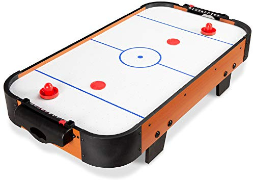 Best Choice Products 40in Air Hockey Arcade Table w/ 100V Motor, Electric Fan, 2 Strikers, 2 Pucks - Light Brown
