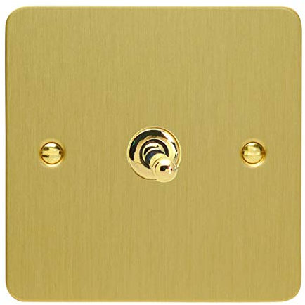 Varilight - Interrupteur à bascule classique ultra plat en laiton brossé 1 G 1 ou 2 W 10 A - XFBT1