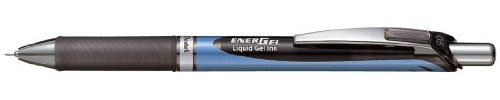 Pentel Gel-Tintenroller EnerGel BLN75-A mit Druckmechanik und Nadelspitze ,schwarz, 12 stuck