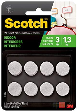 Scotch RF7060 Touch Fasteners x 5/8 in, White, Circles, 32, for Indoor Use