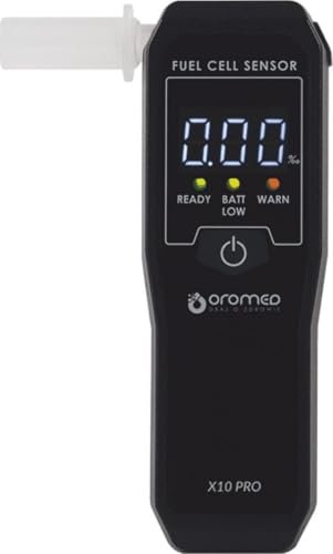Oromed - Alkoholtester X10 PRO mit Messbereich 0,00~4,00 Mercedes-Benz 5er Set Mundstücke - Profi Alkoholtester mit Kalibrierung Schwarz