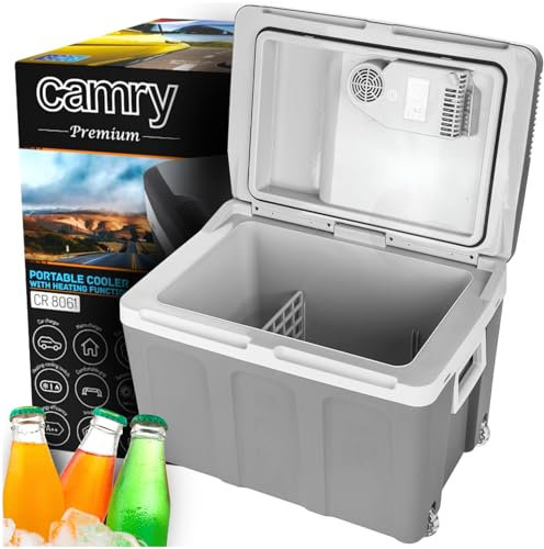 CAMRY CR8061 Nevera portátil eléctrica de viaje para coche, camping, 12V/230V, capacidad 45 Litros, A++, ruedas y asas transporte