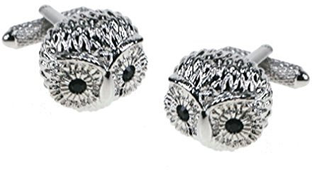 Eule mit Augen Jet Manschettenknöpfe in Geschenkbox – Onyx-Art London ck809
