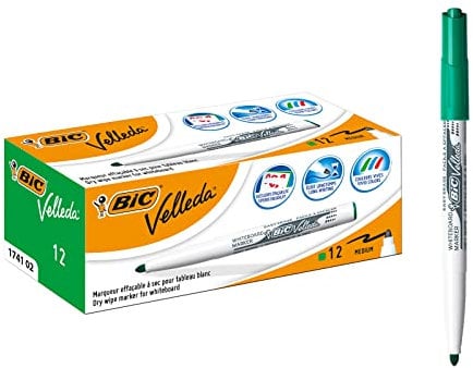 BIC Velleda 1741 Whiteboard Pens - Green, Box of 12