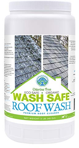 Wash Safe™ ROOF WASH Eco-Safe and Organic Roof Cleaner, 3 lb. | Clear, Bleach-Free Concentrate | Clean Up to 3,000 sq. ft. of Asphalt, Wood, Slate and Ceramic Shingles or Tiles
