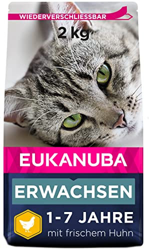 Eukanuba Katzenfutter trocken Huhn - Premium Trockenfutter mit hohem Fleischanteil für erwachsene Katzen ab 1 Jahr, 2 kg