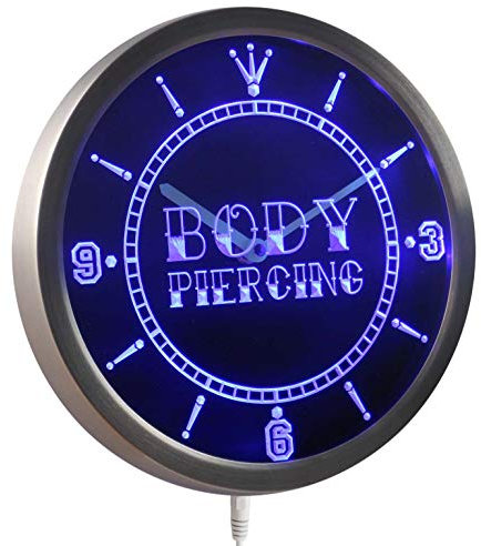 ADVPRO nc0311-b Body Piercing Tattoo Shop Neon Sign LED Wall Clock Uhr Leuchtuhr/Leuchtende Wanduhr