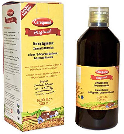 Ceregumil Original Dietary Supplement Made with Cereals, Leguminosae, Vitamins B1 and B6 for Elderly - Family Size (16.90 fl. oz., 500 mL)