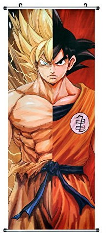 CoolChange Großes Dragon B. Rollbild | Kakemono aus Stoff | Poster 100x40cm | Motiv: Super-Saiyajin