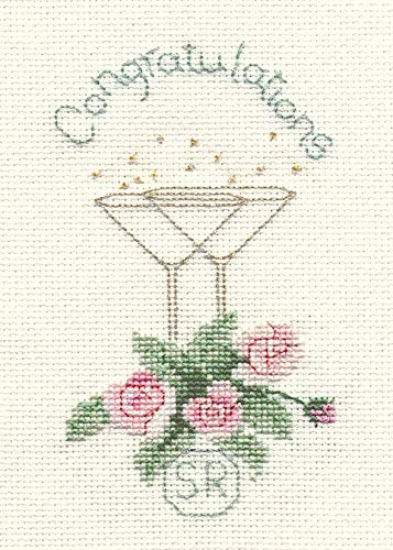 Derwentwater Designs Rose and Champagne Greeting Card Cross Stitch Kit
